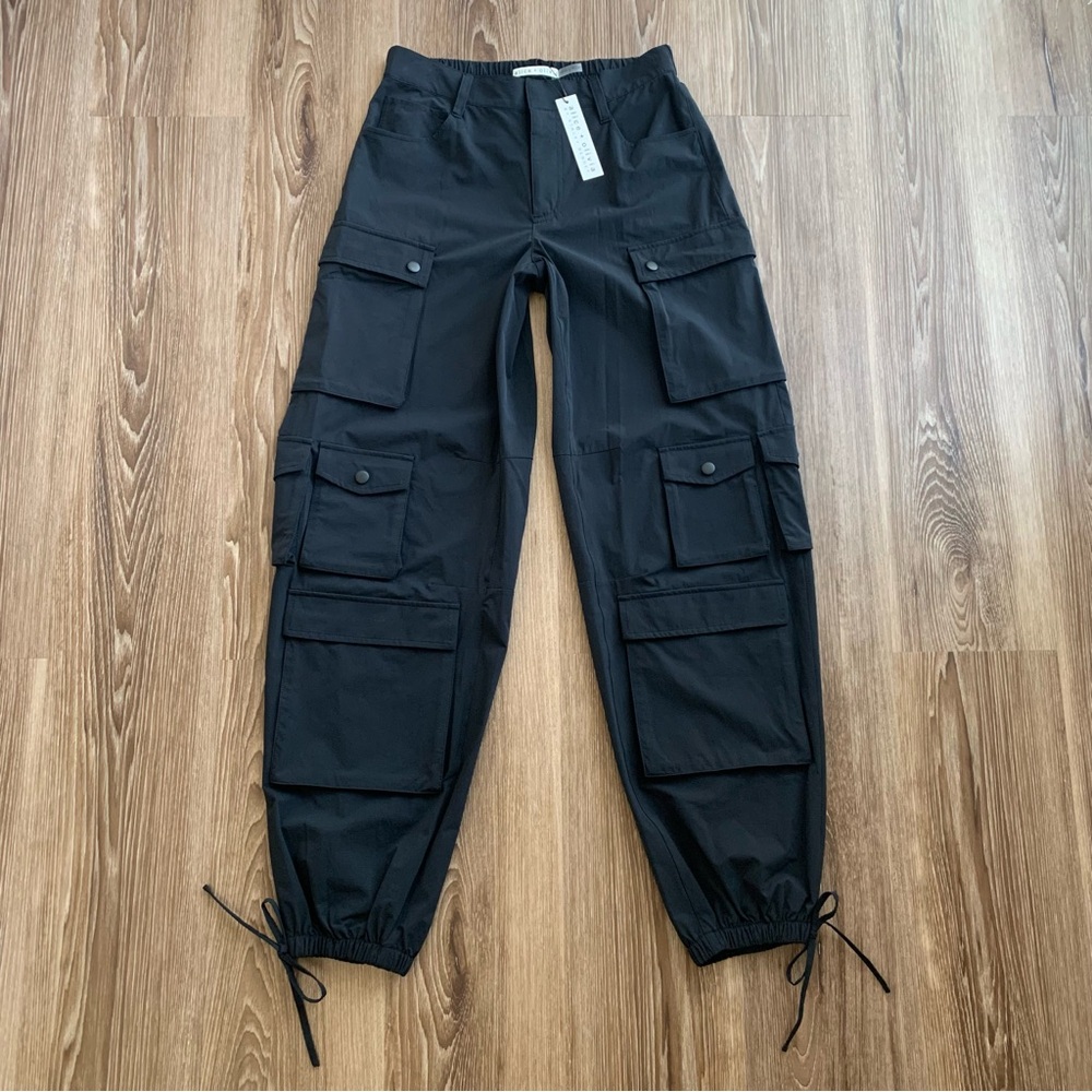 Alice + Olivia Stacey Bendent Olympia Cargo Pants Women Size 2 4 S Black Utility